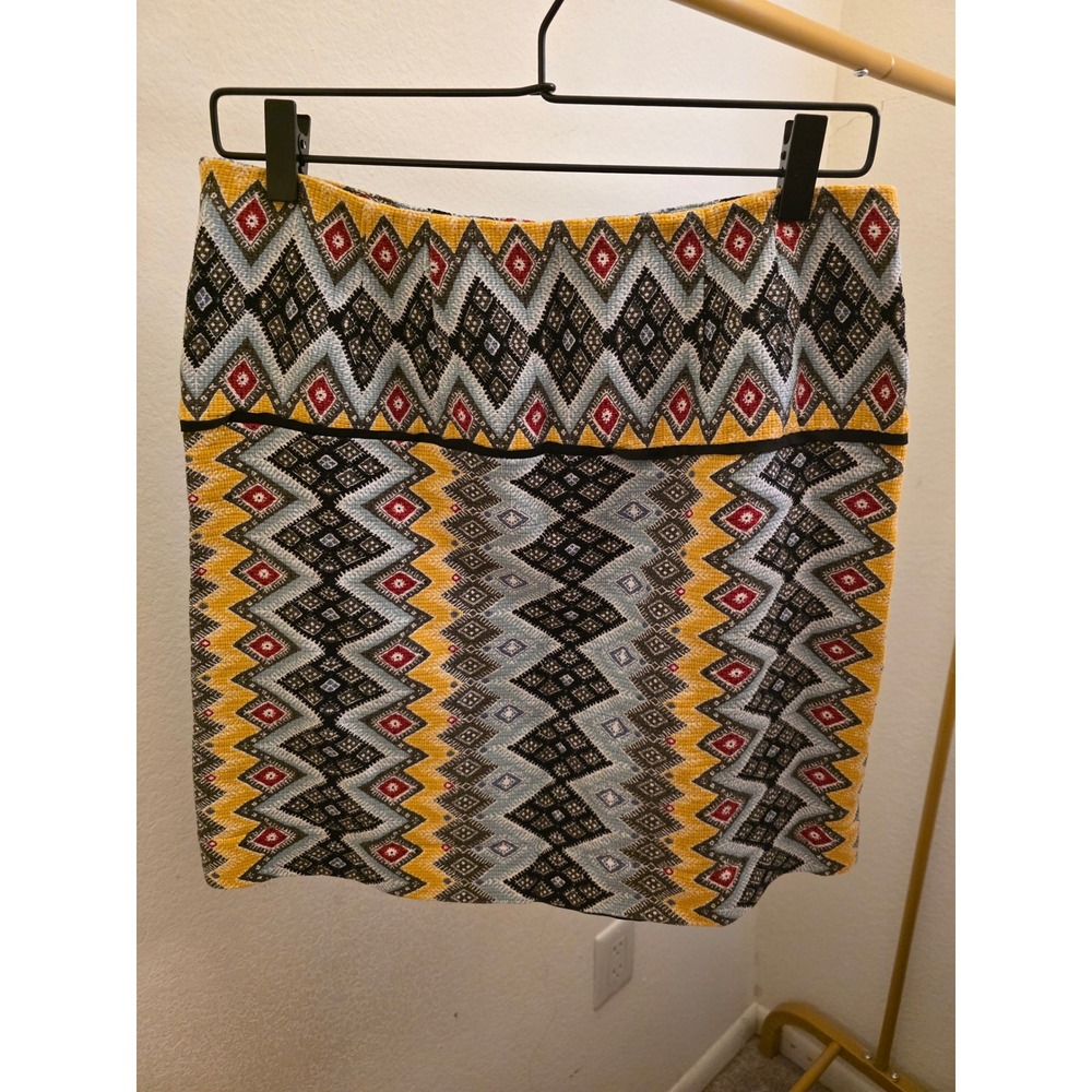 LOFT  Skirt Size 6 Aztec Diamond Print Mini‎ Career Casual